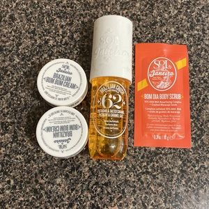 NEW Sol De Janeiro 62 Spray, 2 Mini Bum Bum creams, and Bom Dia Body Scrub